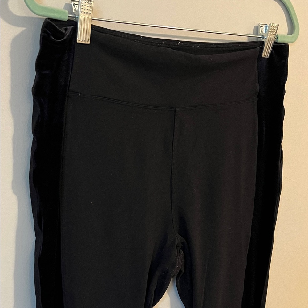 Athleta Black Velvet Trim Leggings